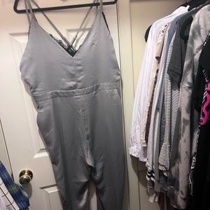 ASOS gray silk and black lace jumpsuit. NEVER BEEN WORN
